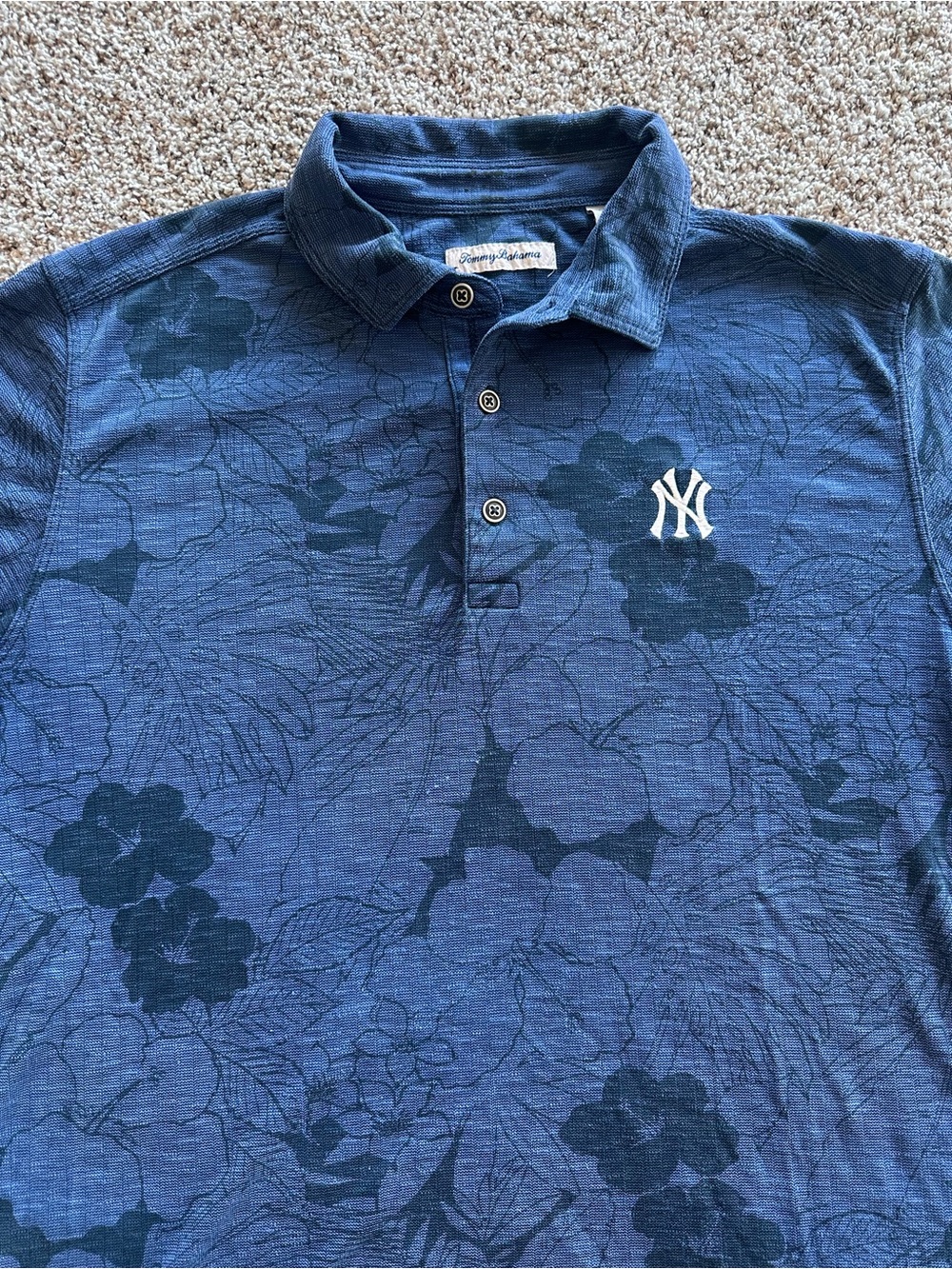 Tommy Bahama New York Yankees Miramar Blooms Polo Shirt Navy Floral Men's Large